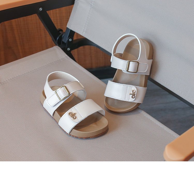 Filles' Fashion Letter Metal Button Sandales Coréen Version Bébé Velcro Chaussures Simples Filles'