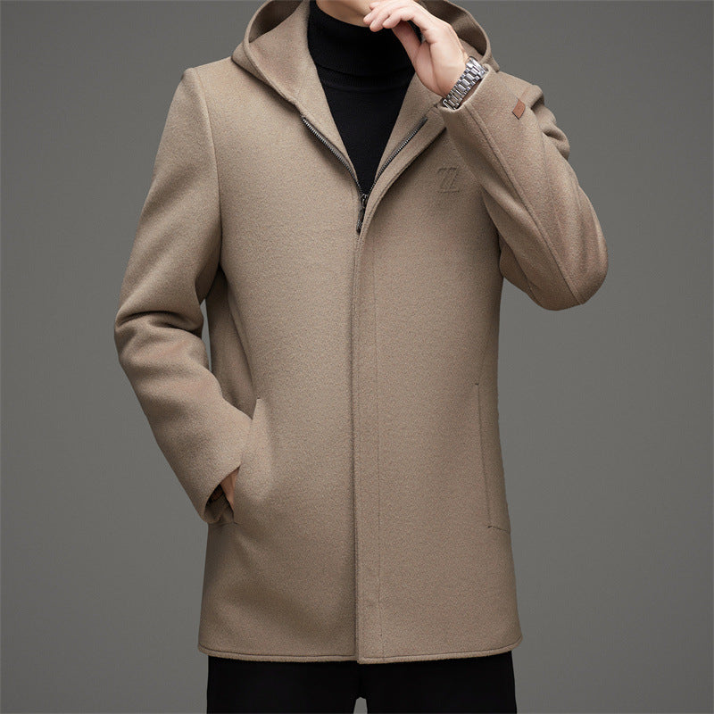 Laine réversible à capuche manteau d'hiver des hommes épaissi