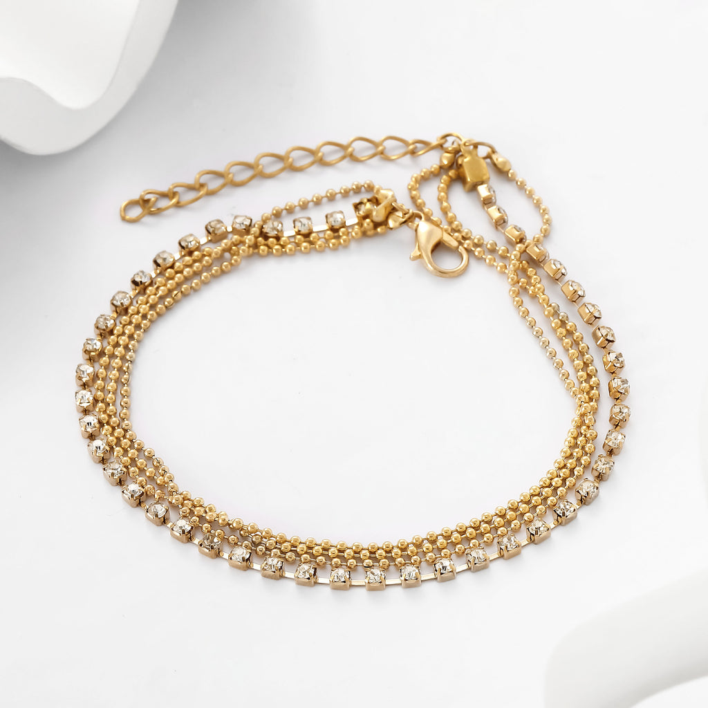 Anklet d'or carré multi-layer mode