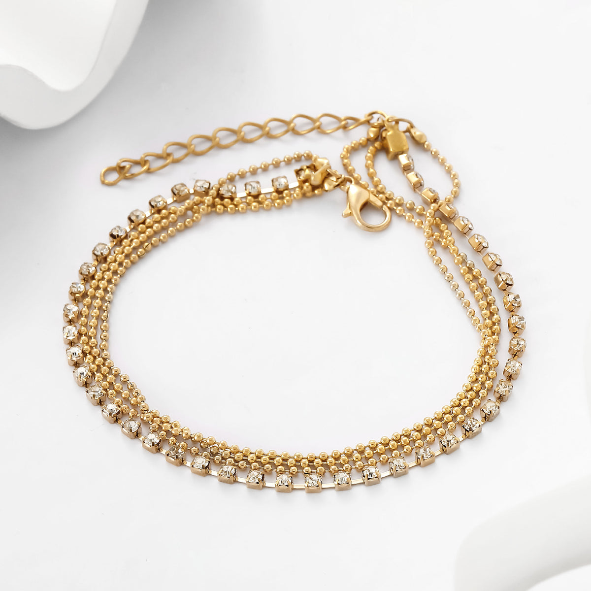 Anklet d'or carré multi-layer mode
