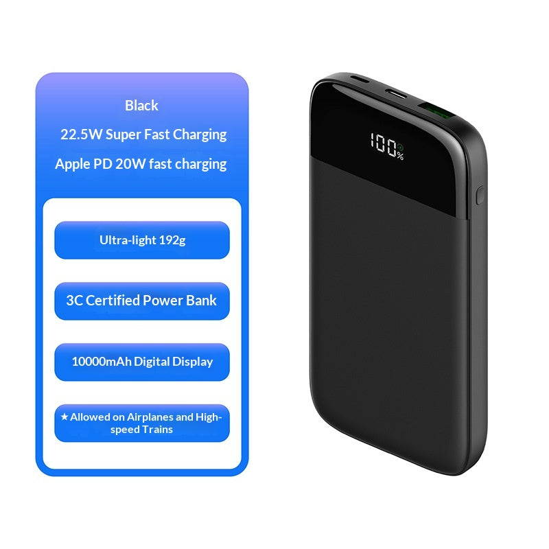 Ultra-thi Portable 10000 Mah Power Bank avec affichage numérique Et le Chargi rapide bidirectionnel