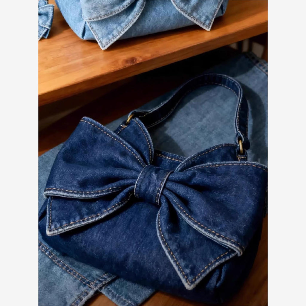 Sac de corps de denim à grande capacité avec Bow