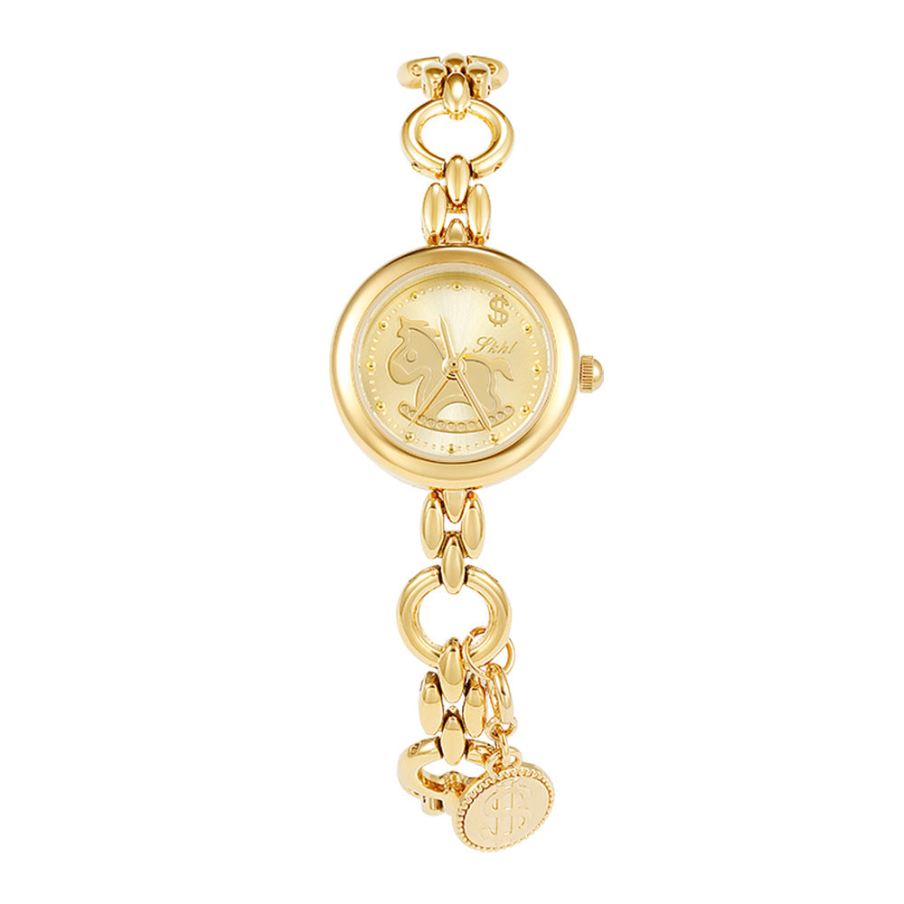 Rétro style mi-siècle bracelet en or montre avec un Niche design-avant esthétique