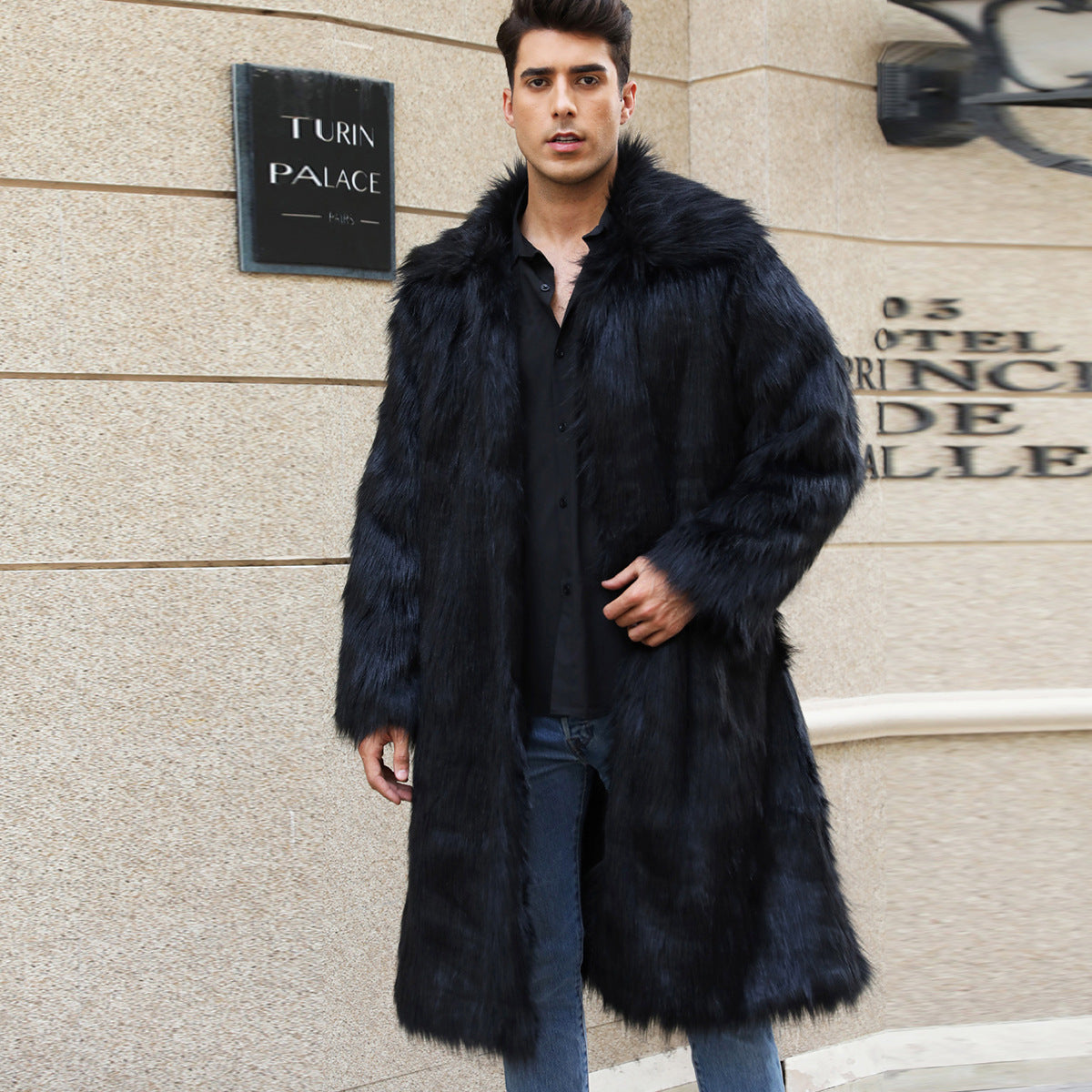 Manteaux de fourrure longs pour hommes Manteaux de dessus pour hommes