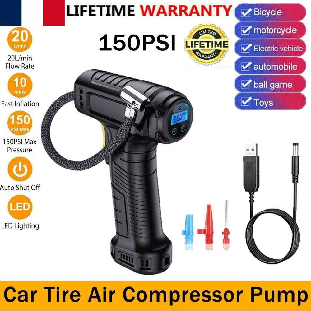 Gonflateur de pneus de voiture rechargeable sans fil, numérique, USB, compresseur d'air de pneus