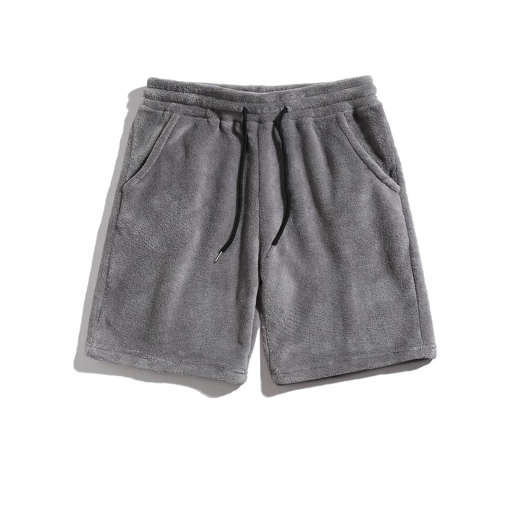 Homme SpringAutomn Coral-Fleece Sports-Style Casual Plus-Size Short
