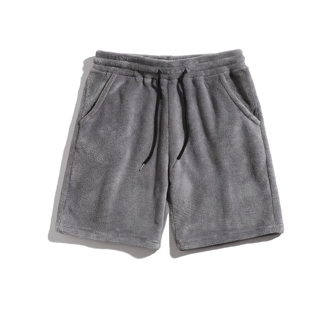 Homme SpringAutomn Coral-Fleece Sports-Style Casual Plus-Size Short