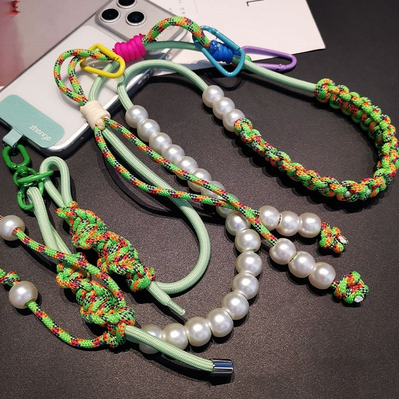 Long Crossbody anti-perte résistant à l'usure durable couleur contrastant tressé téléphoneCamera Lany
