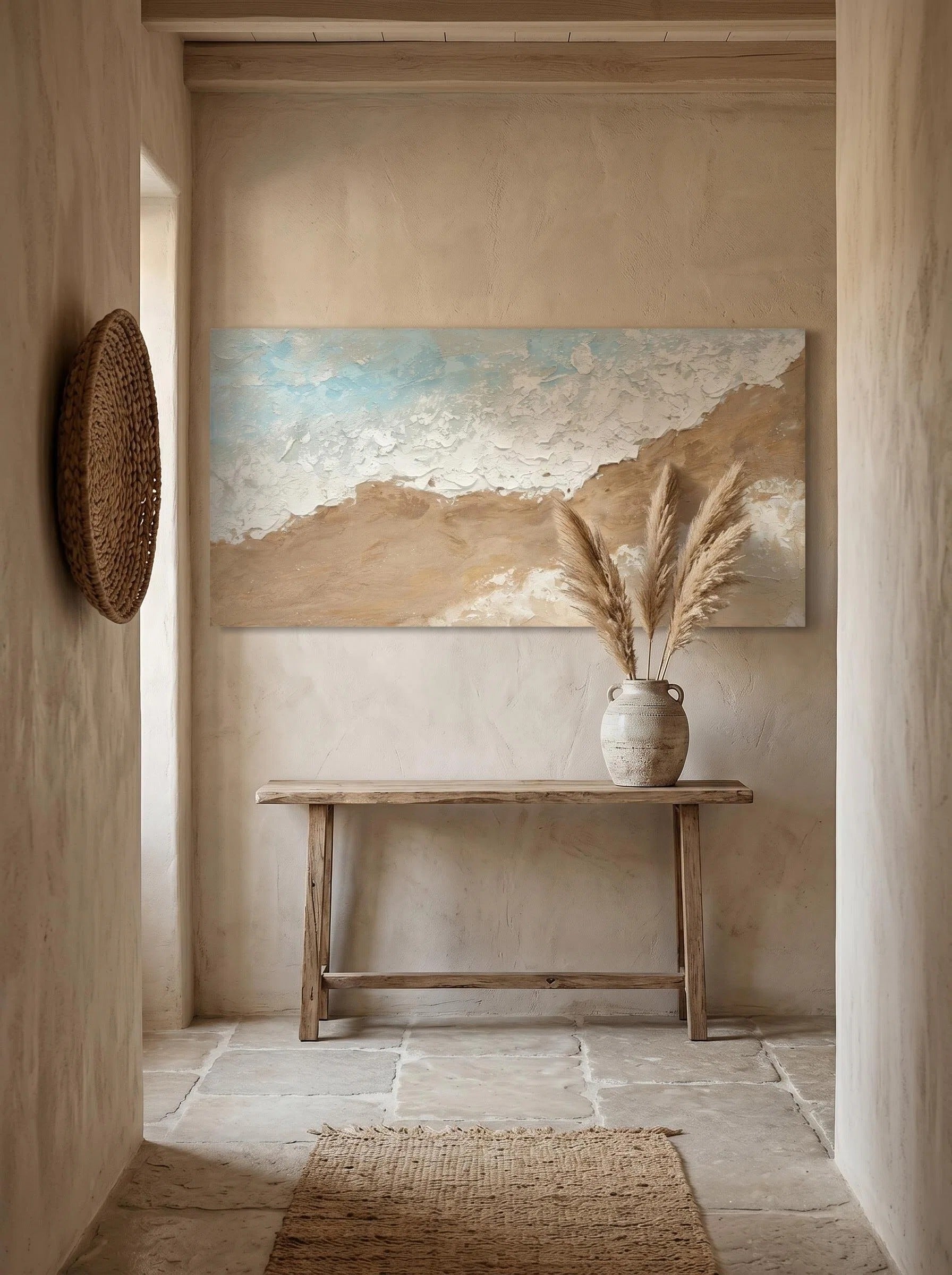 24x48 Neutre Plage Paysage Toile Wall Art