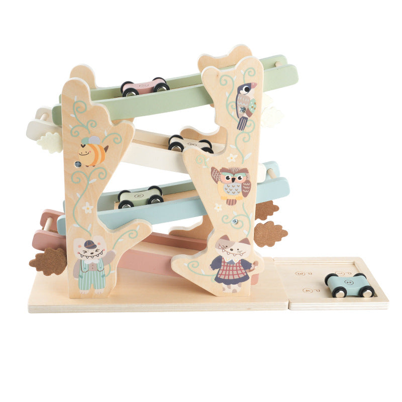 Éducation de la petite enfance Jouet de piste multi-niveaux pour les animaux de la forêt en bois