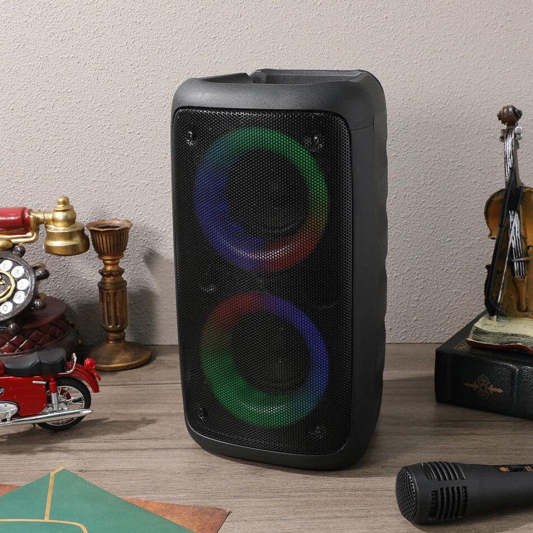 Haut-parleur Bluetooth portable Sub Woofer Heavy Bass Sound System Party Mic