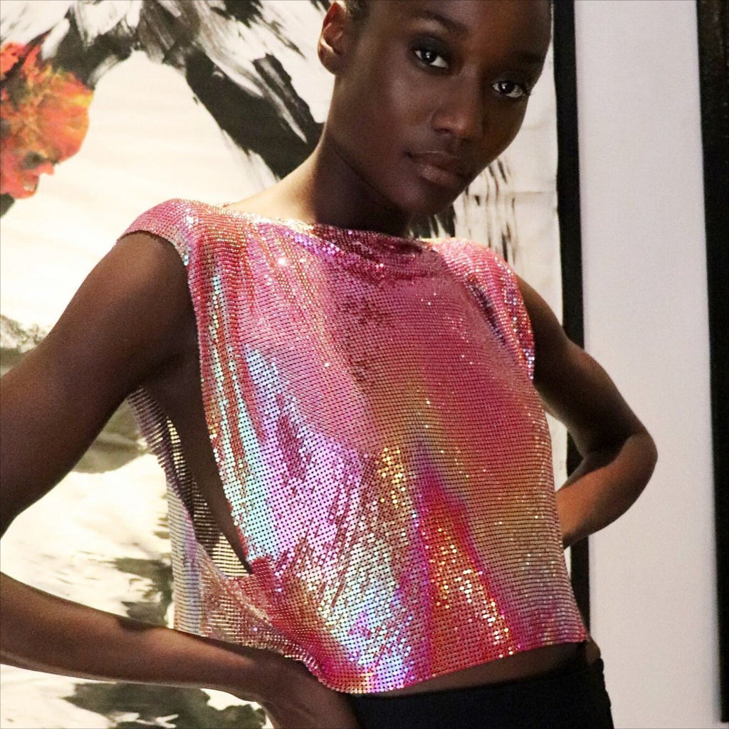 Les paillettes en métal pour femmes Top Veste de style doux et épicé