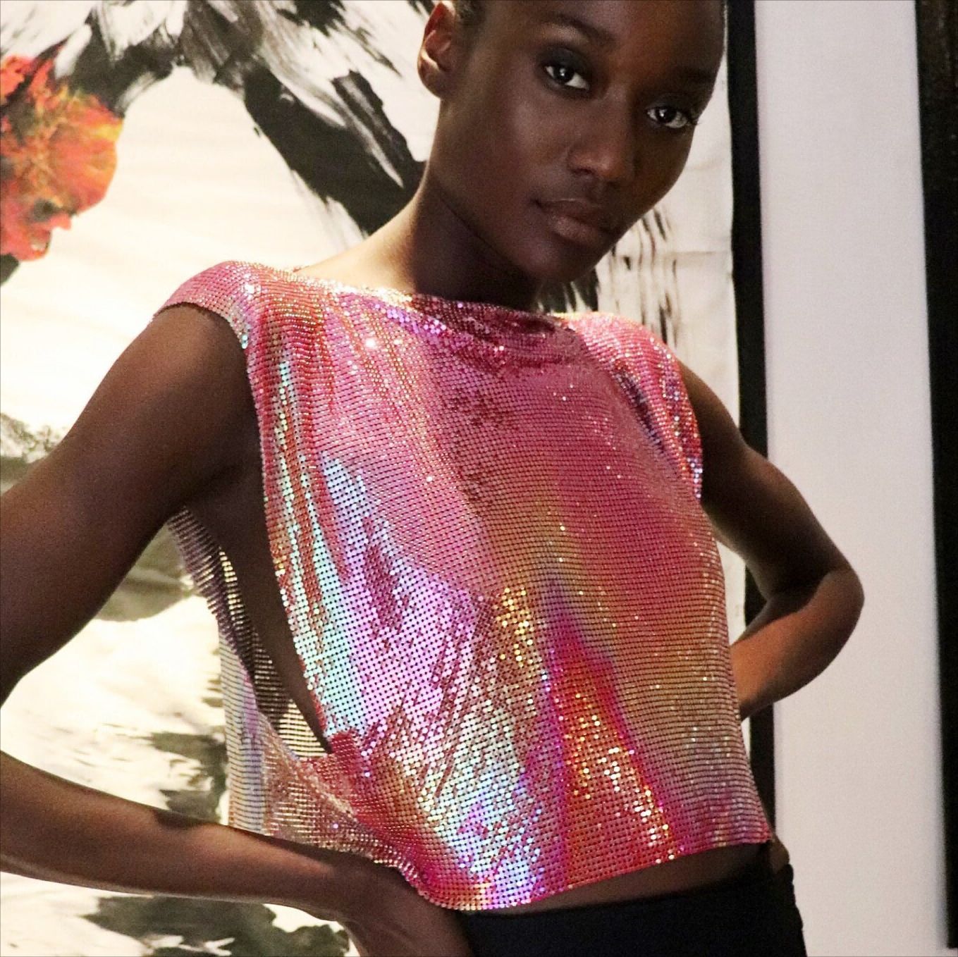Les paillettes en métal pour femmes Top Veste de style doux et épicé