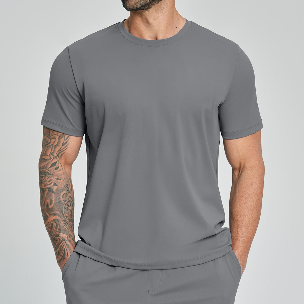 T-Shirt de fitness casual homme cou-équipage