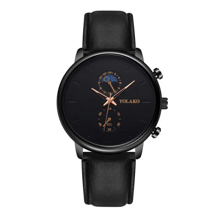 Ceinture en cuir deux yeux Ultra-fin Quartz montre homme