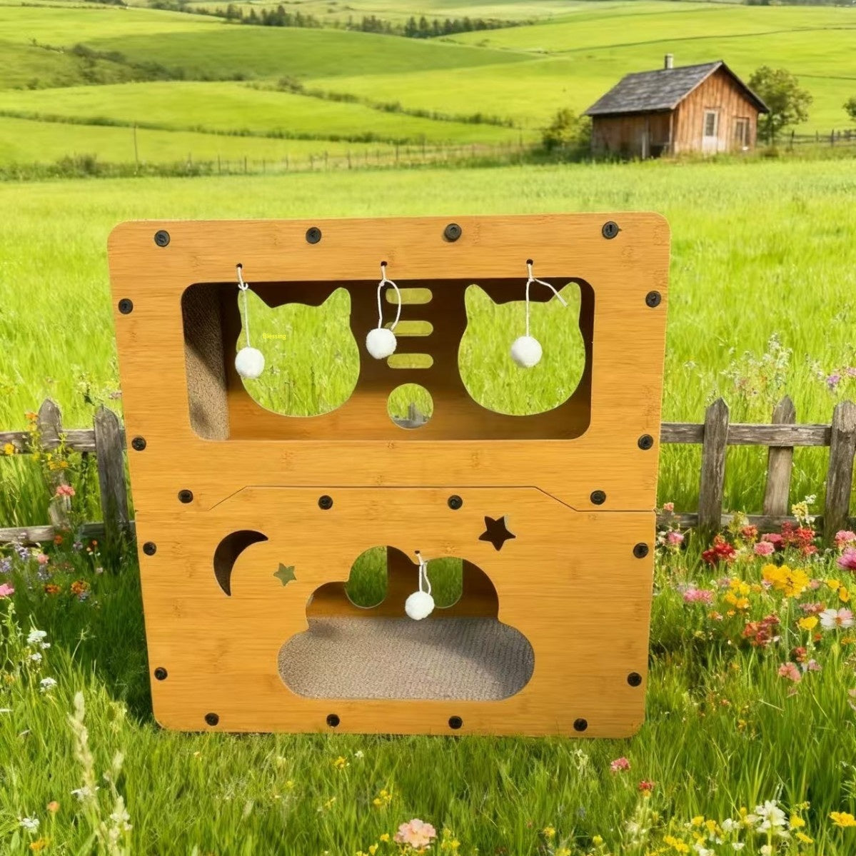 Lit chat pour animaux de compagnie, tableau de scratching pour chats droits, tunnel pour chats, jouet pour chats, self