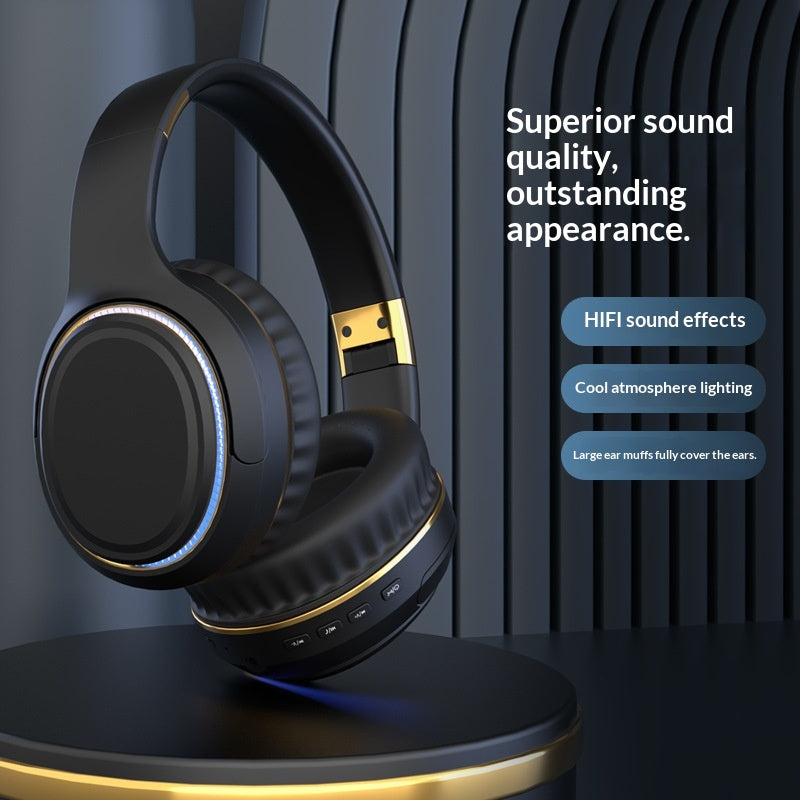 Casque stéréo Bluetooth avec basse lourde et lumières colorées pour le sport