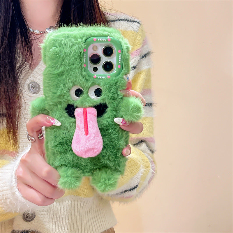 Funny Sticking Tongue Out Cartoon Plush Approprié boîtier de téléphone résistant à la chute