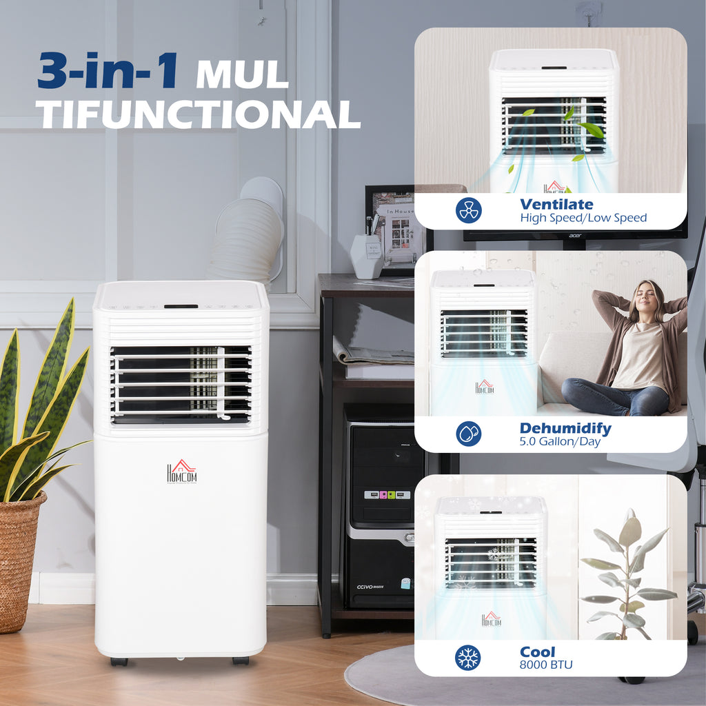 8000 BTU Climatiseur mobile pour refroidissement et déshumidification