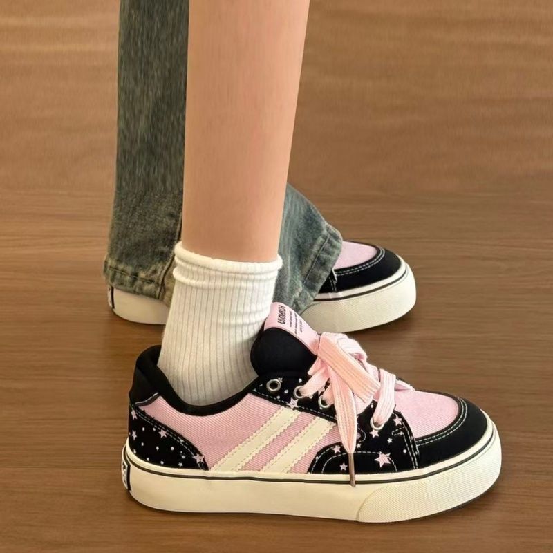 Sweet Cool Style Plate-forme Toile Chaussures Arrivée Printemps Automne Filles Versatile Dentelle Up Singl