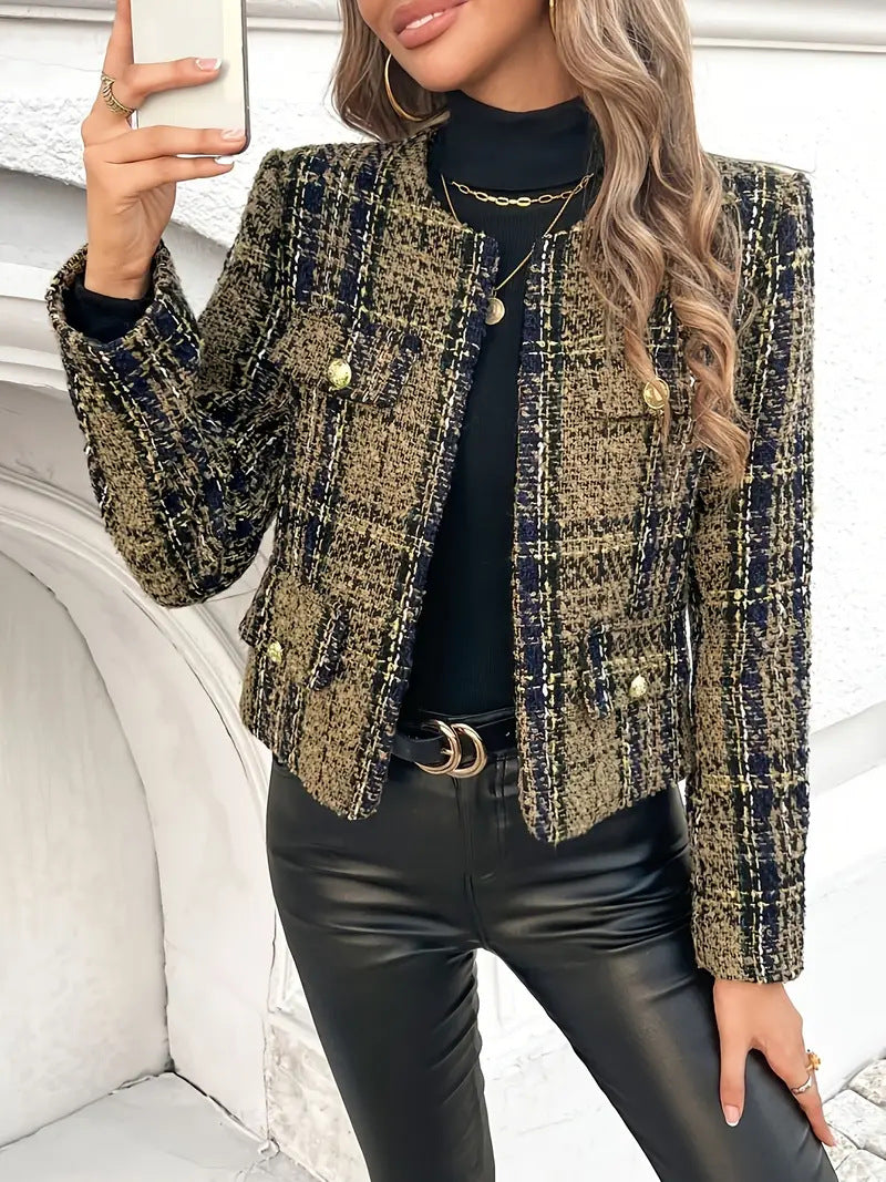 Veste courte en laine tissée enroulée style Chanel