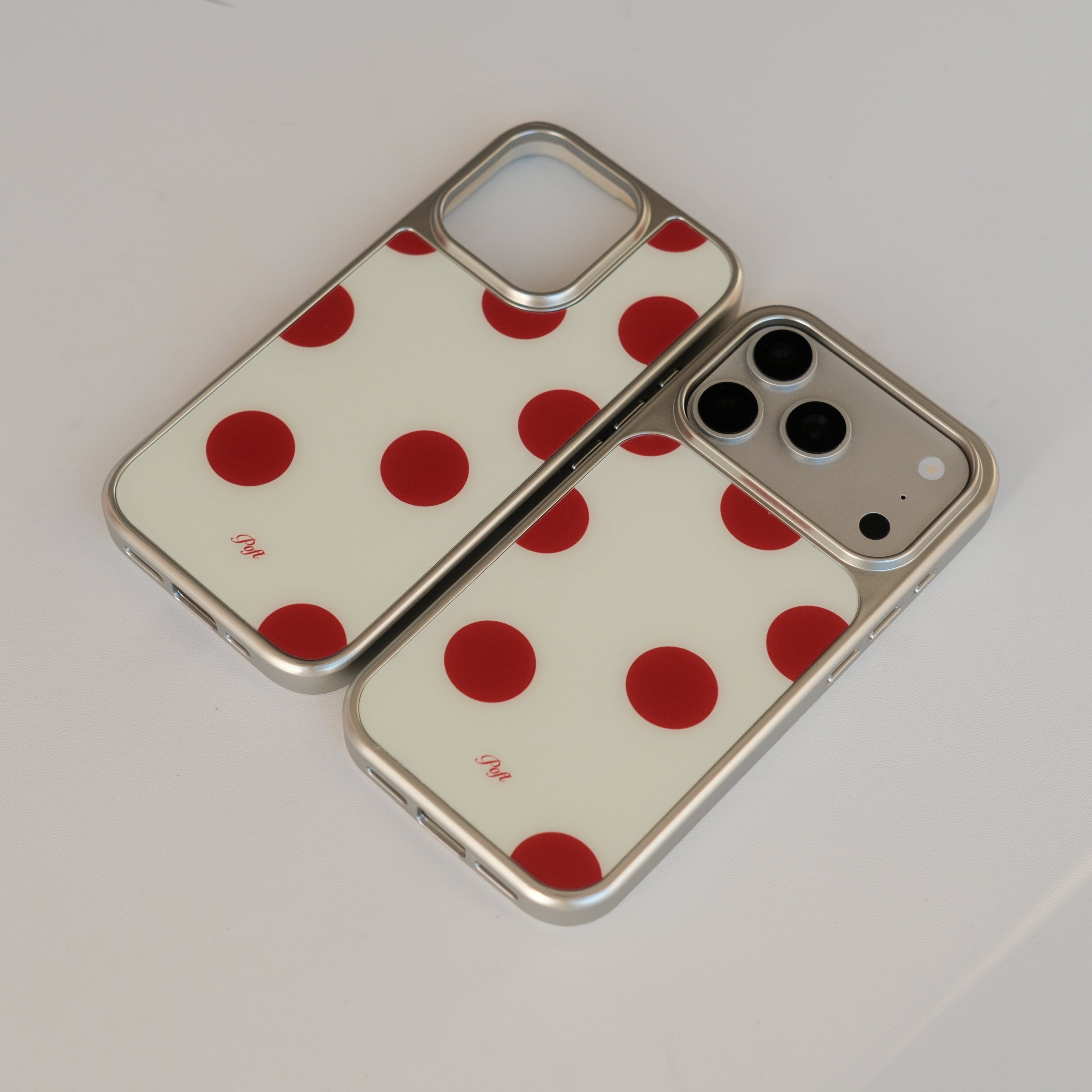Boitier de téléphone magnétique en verre givré rétro-polka-point