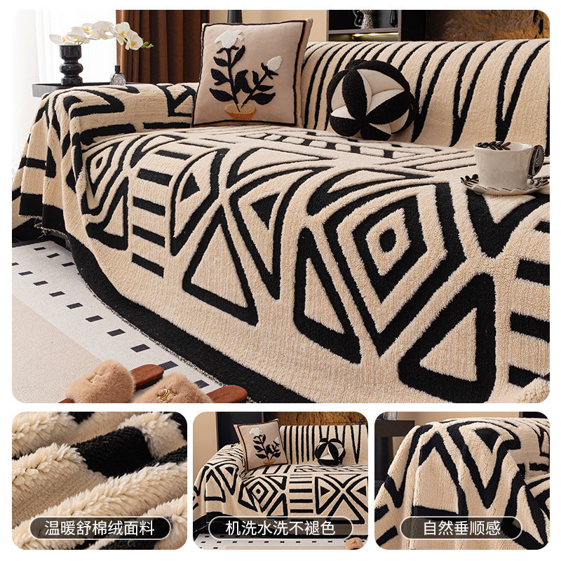 Couverture de canapé en peluche haut de gamme de luxe Couverture épaissée en peluche pour les coussins de canapé