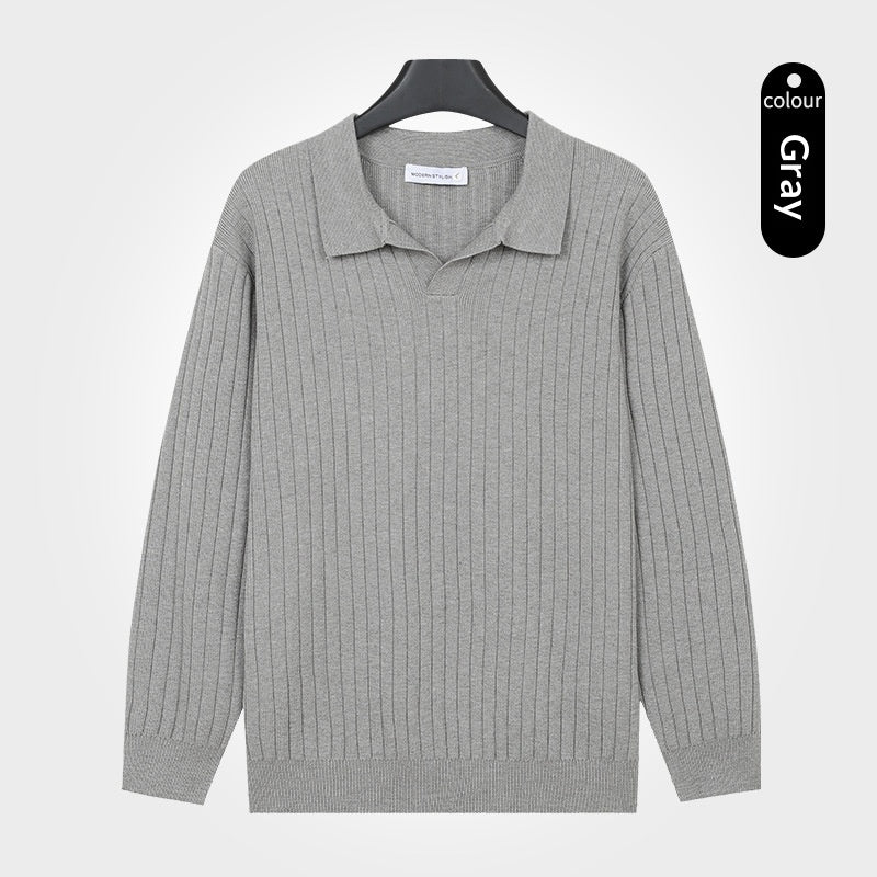 Chemise à manches longues à rayures pour hommes Polo