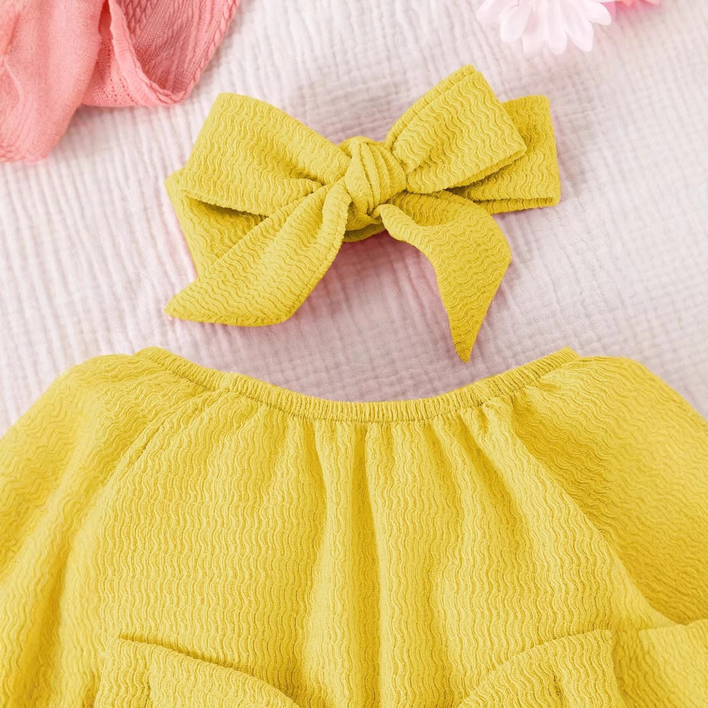 Roseau de couleur solide et bandeau à deux pièces pour bébé fille
