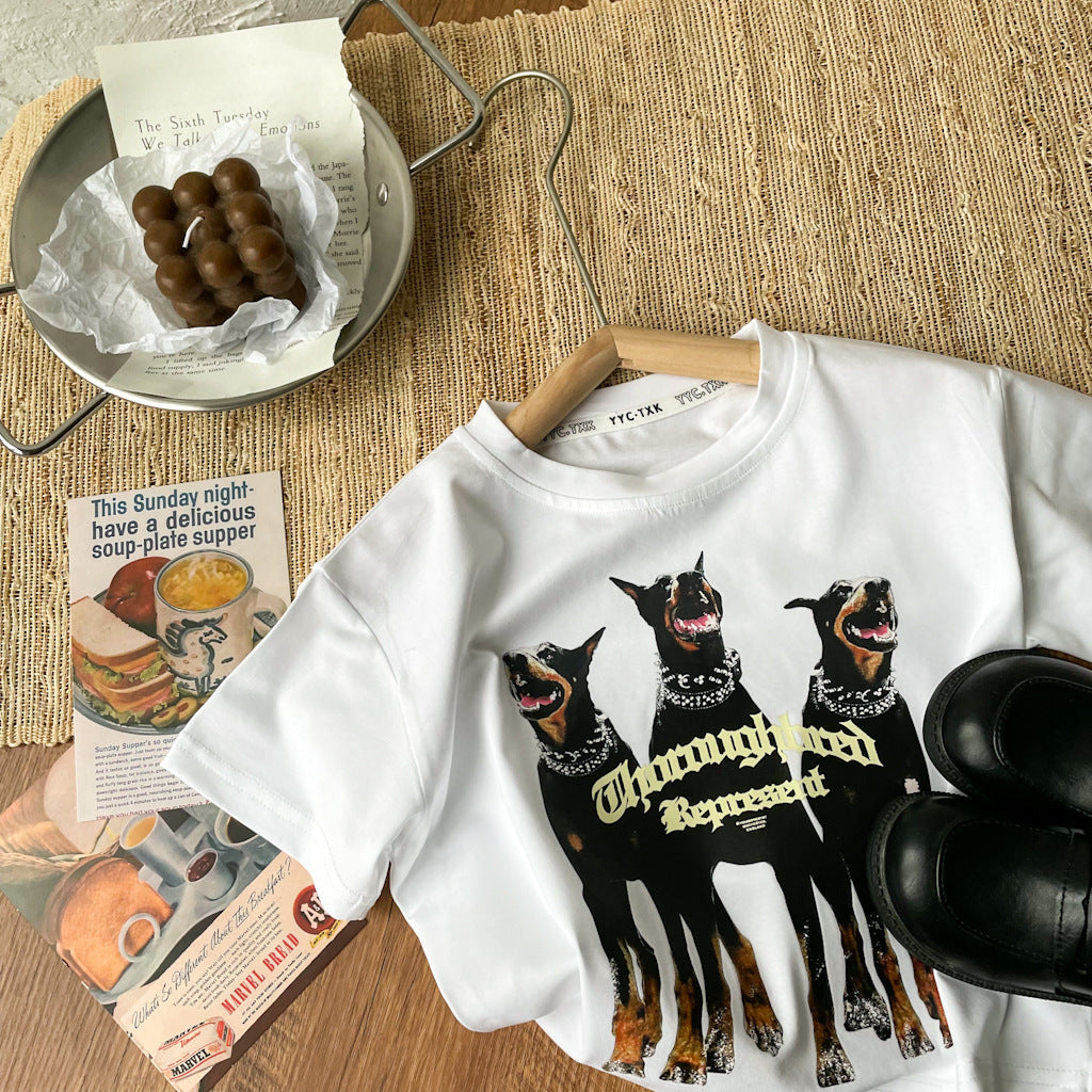T-shirt tendance pour garçons Doberman Pinscher Casual