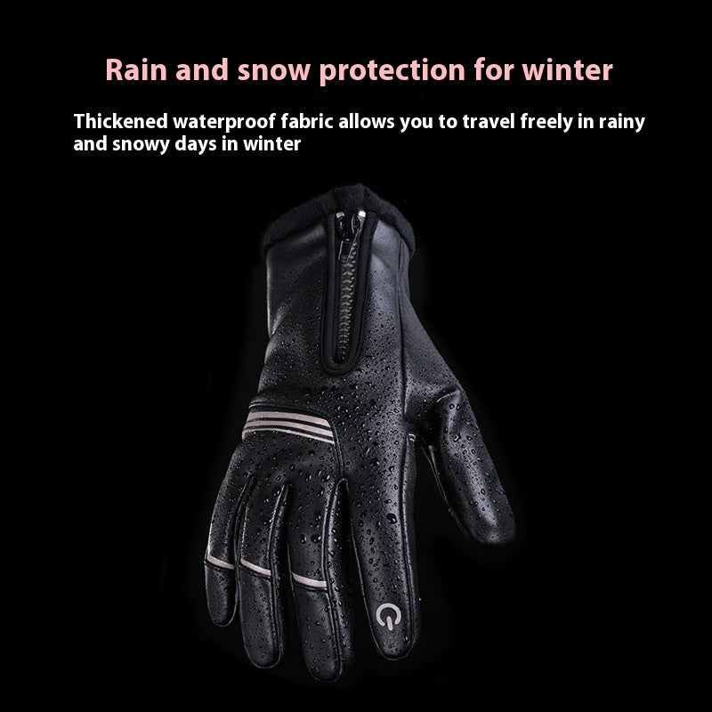 Gants en cuir d'équitation thermique et coupe-vent doublés d'hiver