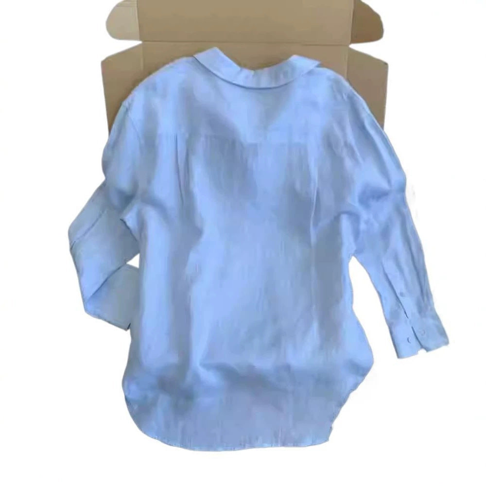 Linge d'été mince Linge de coton occasionnel Linge de lit collaré Sun Protection Top