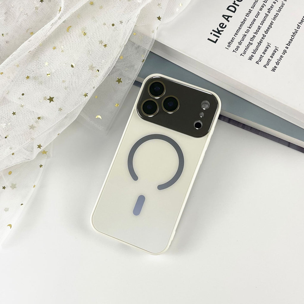 Cas de téléphone magnétique à grande fenêtre givrée
