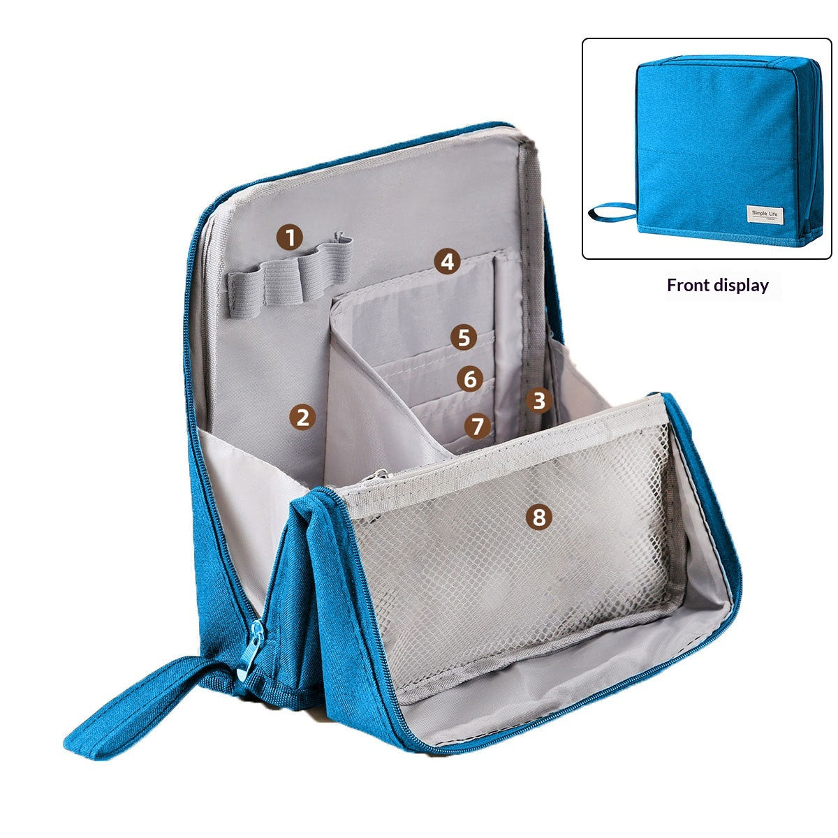 Sac cosmétique vertical grande capacité avec miroir portable