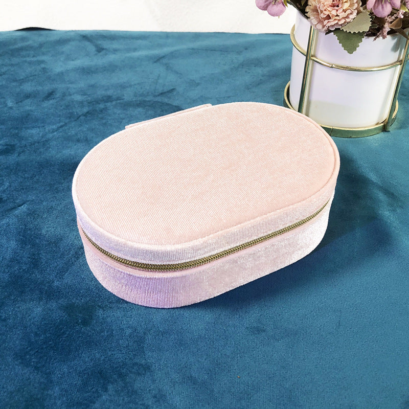 Boîte de rangement pour bijoux ovales bleu glacé Grande capacité Portable