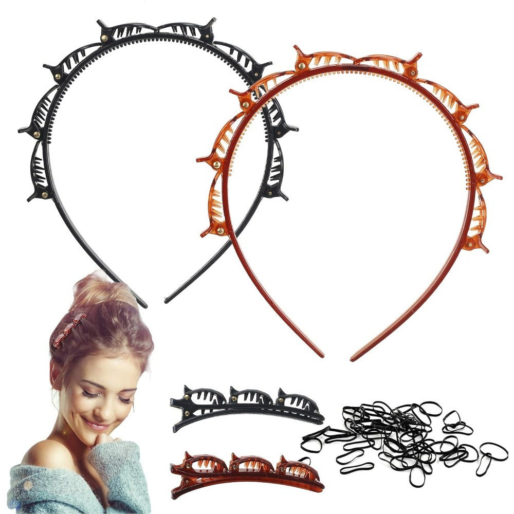 Ensemble d'accessoires capillaires 14 pièces - Bandeaux avec clips et cravates capillaires en différentes couleurs pour la femme
