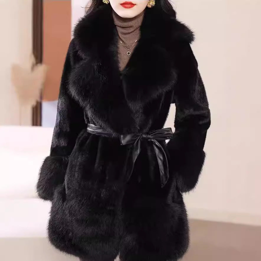 Faux Mink Fur Coat Faux Fox Fur Simple and Elegant