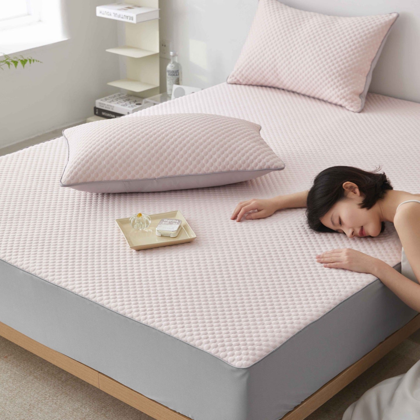 Kit d'oreillers matelas de refroidissement de soie de glace d'été