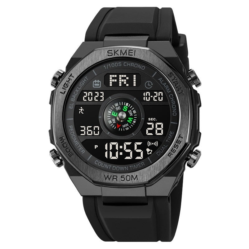 Electronic Compass Watch Student Outdoor Sports Trendy Luminous Alarm