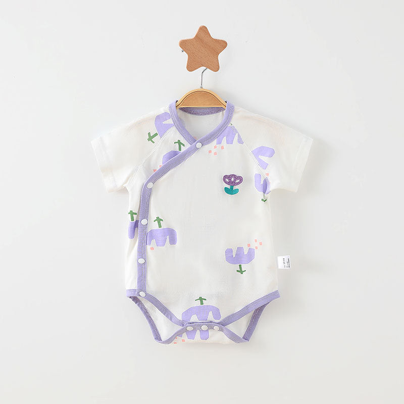 Caricature simple Imprimer Été Bébé Rompers Vêtements filles