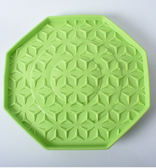 Pet lécher la plaque octogonale modèle avec ventouse-vert-1 pièce