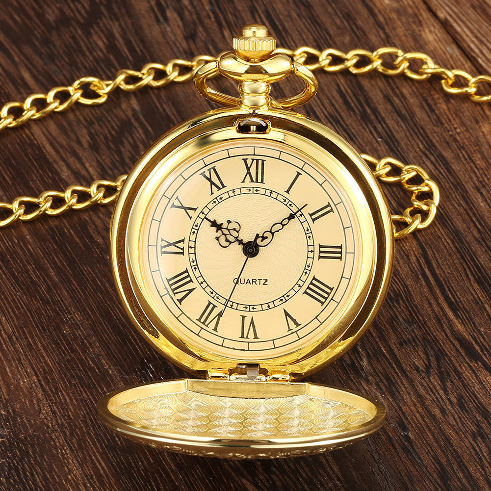 Bouclier doré modèle Grande montre de poche Montre à quartz romaine