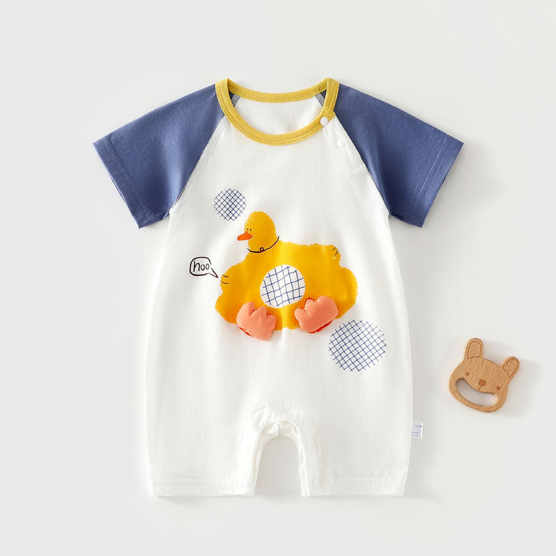 Pure Cotton Baby à manches courtes Onesie Romper sans couture Body-suit léger et climatisé