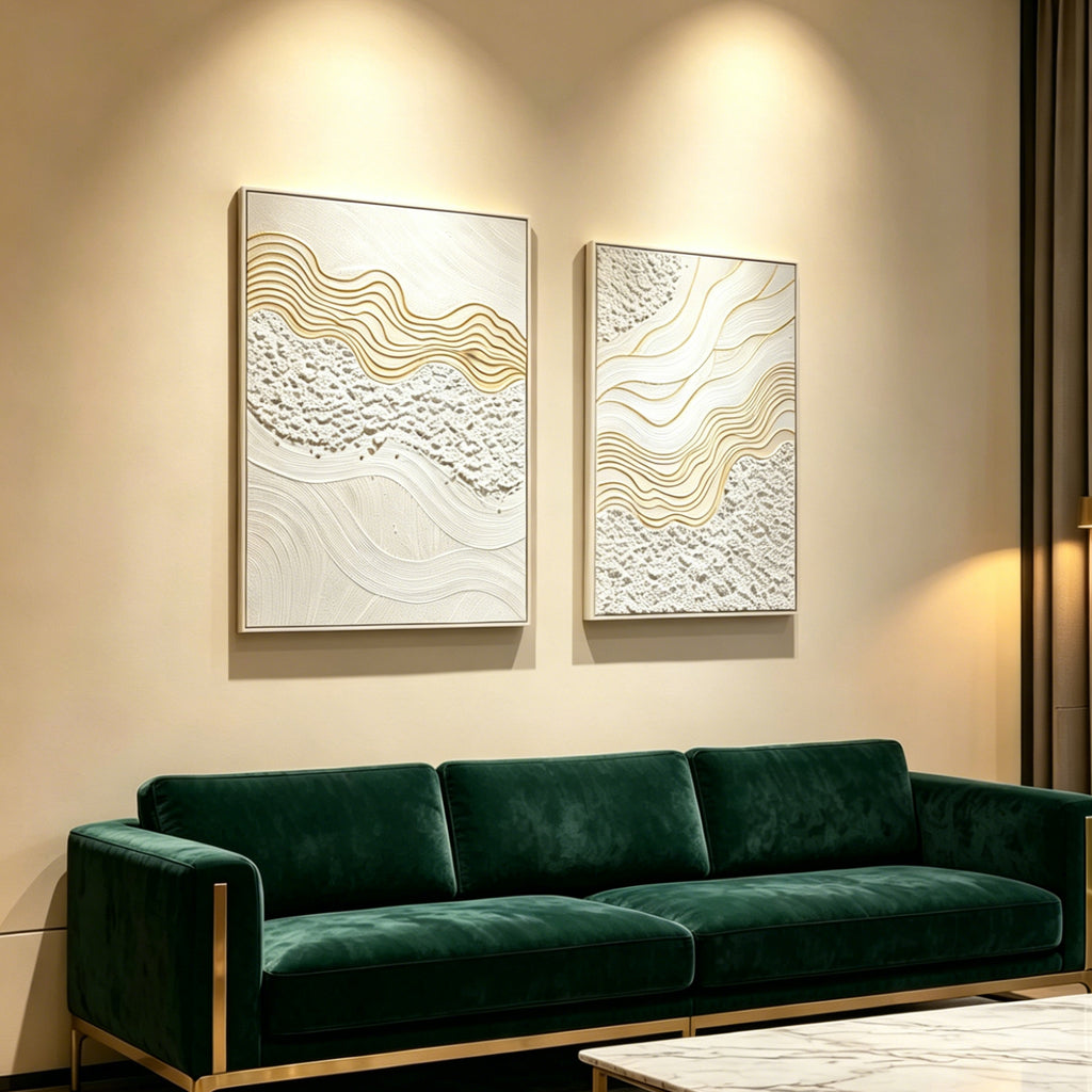 24x36 Ensemble de 2 Art de mur abstrait encadré