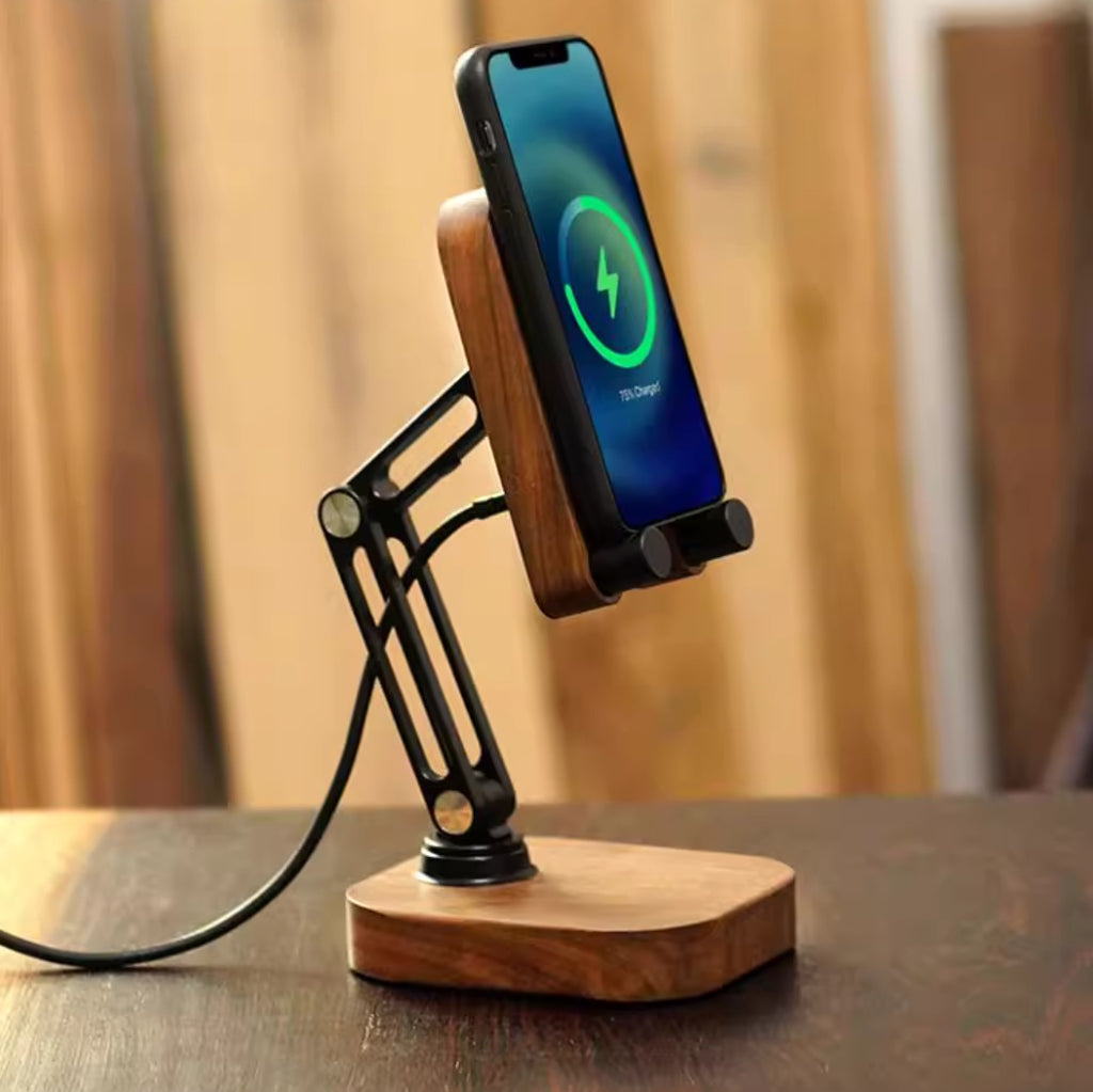 Bracelet de charge sans fil pliable en alliage d'aluminium de noyer noir
