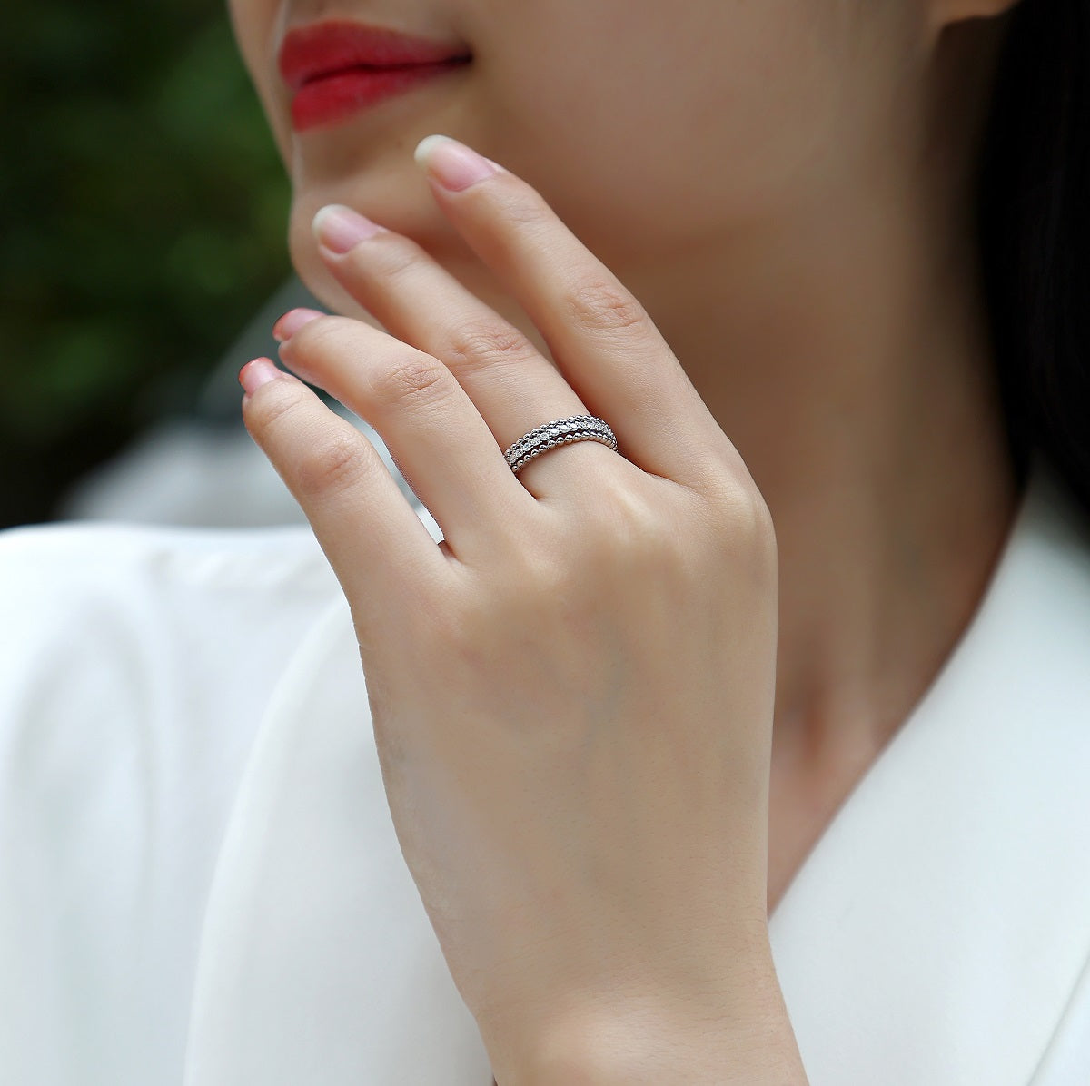 S925 Argent 2.4g Anneau de Moissanite plaqué platine