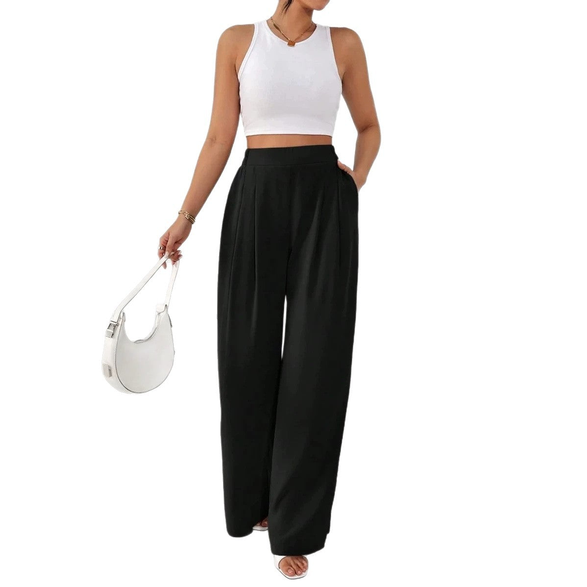 Élégant pantalon à large jambe avec un drap fluidifiant