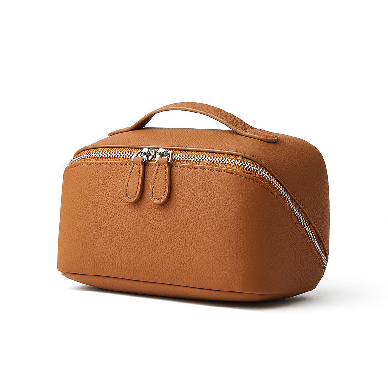 Sac de toilette en cuir petit et portable pour femmes