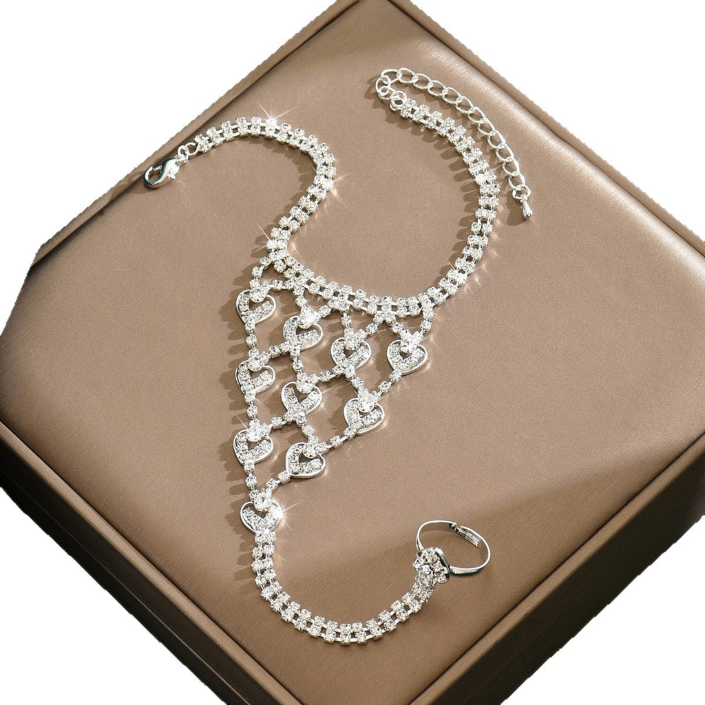 Bracelet de cheville en forme de coeur doux Mode de la vente chaude Pied de coeur incrusté de diamant