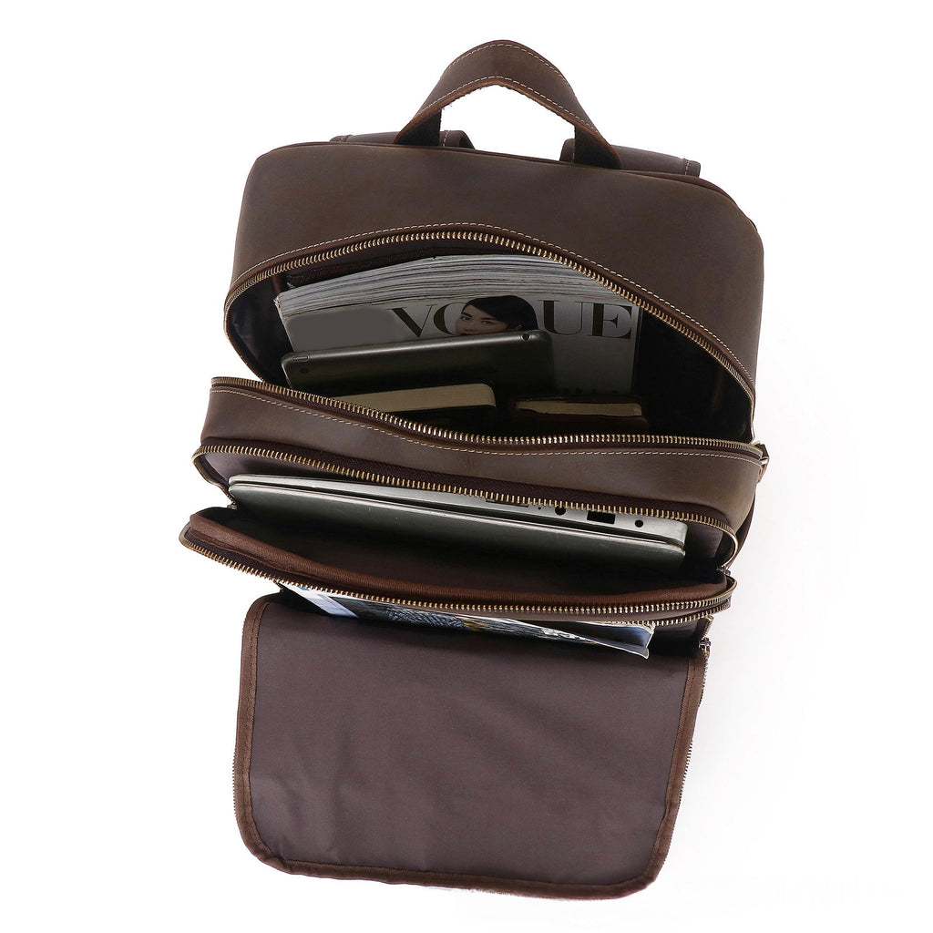 Crazy Horse cuir Cowhide Brown Hommes sac à dos